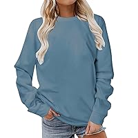 Womens Crewneck Sweatshirt Long Sleeve Plain Pullover Fall Trendy Casual Tops Workout Hoodies Preppy Cute Clothes