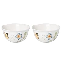 Lenox 890914 Butterfly Meadow 2-Piece Porcelain Dessert Bowl Set, Blue, 4.75