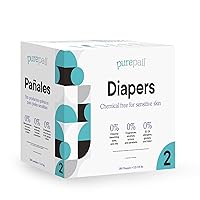 Disposable Diapers — Size 2 — 12-18 lbs — Chemical Free for Sensitive Skin — Unscented — Just Pure Fit — 184 Count
