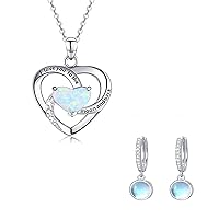 925 Sterling Silver Moonstone Earrings,I Love You to The Moon and Back Necklace Moonstone Opal Jewelry Gift for Women Girls