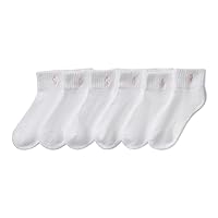 Polo Ralph Lauren Girls' Classic Sport Ankle Socks-6 Pair Pack-Soft Stretchy Yarn & Stay Up Top