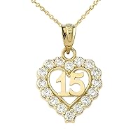 15 QUINCEAÃ‘ERA HEART NECKLACE IN YELLOW GOLD - Gold Purity:: 10K, Pendant/Necklace Option: Pendant With 20