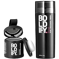 Hair Fiber (Light Grey) + Hairline Powder (Light Grey): Boldify Build & Conceal Bundle - Undetectable Hair Thickener for Fine Hair, Instant Stain-Proof Root Touchup Powder, For Men & Women