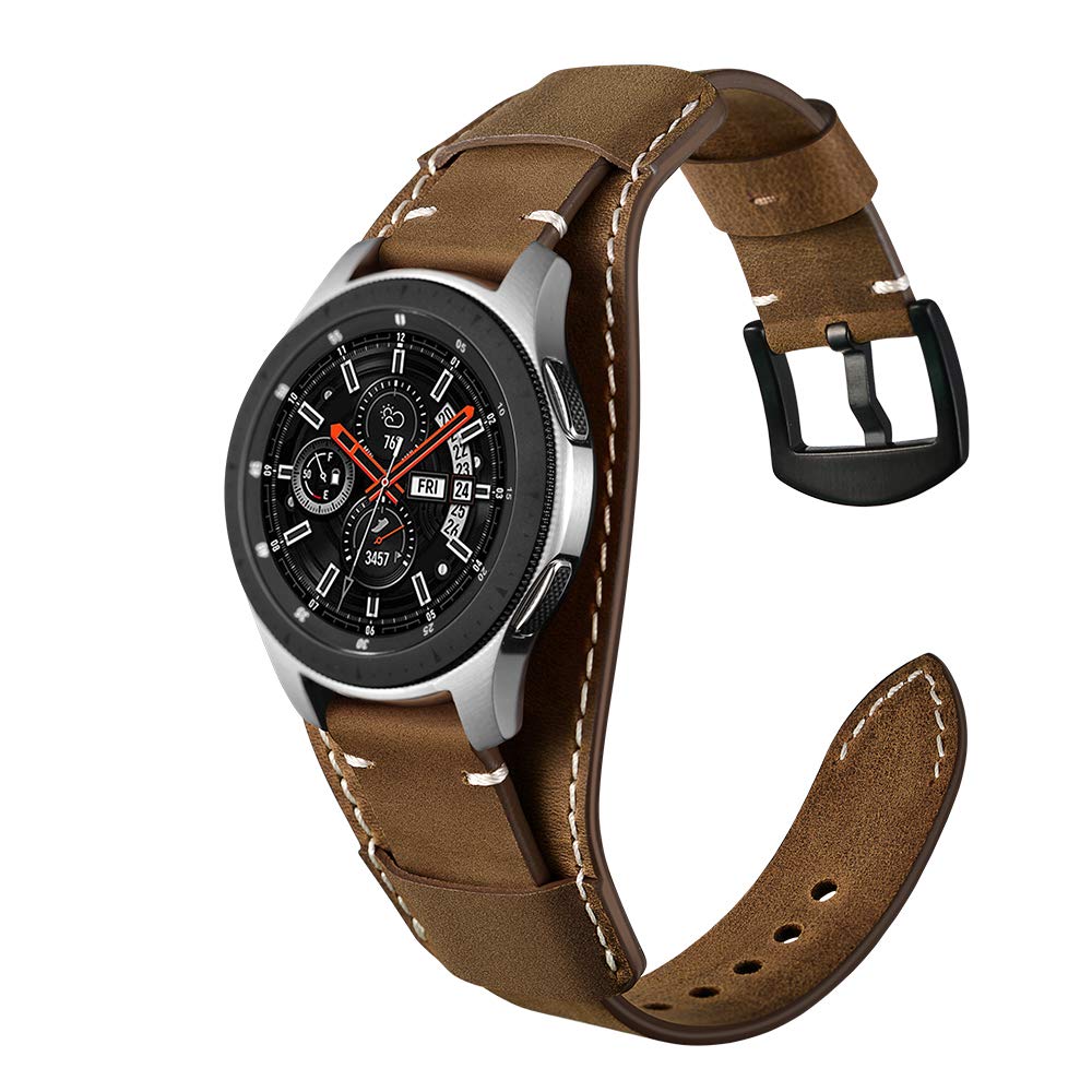 Balerion Cuff Genuine Leather Watch band,Compatible with Samsung Galaxy Watch 3 45mm, Galaxy Watch 46mm,Gear S3 ,Fossil Q Explorist,other Standard 22mm Lug Width Watch
