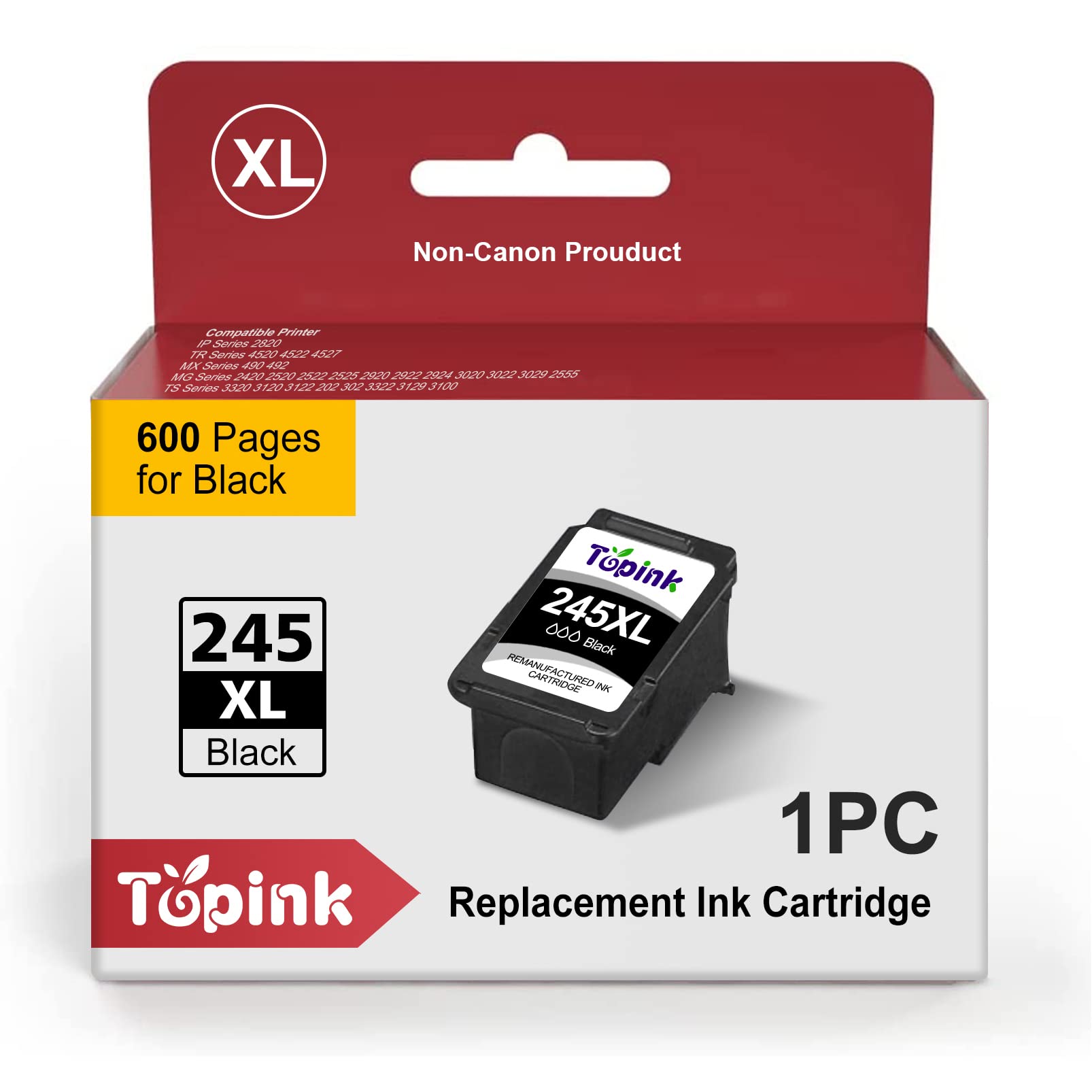 Printer Ink 245 Black XL Ink Cartridge for Canon Pixma PG-245 PG-245XL PG 245 XL PG 243 PG-243 Fine Cartridge Replacement for Cannon MX490 MX492 MG2522 TS3100 TS3122 TS3300 TS3322 TS3320 TR4520