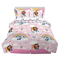 Gabby's Dollhouse Kids Bedding Super Soft Comforter and Sheet Set with Sham, 7 Queen Size, (Official Licensed Product)