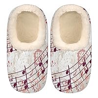 Music Note Women's Slippers, Music Theme Soft Cozy Plush Lined House Slipper Shoes Indoor Non-Slip Slippers for Girls Boys Teenager