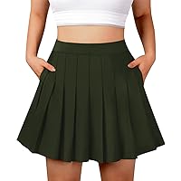 SANGTREE Women Pleated Tennis Skirt with Pockets Girls High Waisted Athletic Golf Skorts, 2 Years - US 4XL