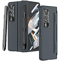 for Samsung Galaxy Z Fold 4 Case with S Pen & Pen Holder, One-Piece Design Z Fold 4 Case with Hinge Protection Built-in Screen Protector All-Inclusive Slim Matte PC Case for Z Fold 4 - Green