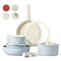CAROTE 11pcs Pots and Pans Set, Nonstick Cookware Set Detachable Handle, Induction Kitchen Cookware Sets Non Stick with Removable Handle, RV Cookware Set, Oven Safe, Blue