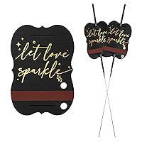 100 PCS Wedding Send Off Tags, “Let Love Sparkle” Gold Foil Stamped Metallic Sparkle Stick Sleeves with Match Striker Strips for Anniversary Parties Graduation Birthday Engagement Event