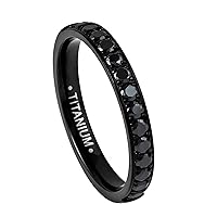 3mm Titanium Ring Wedding Bands for Men and Women Personalized Eternity Cz Titanium Ring Sizes 4-9 TRB358
