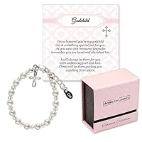 Sterling Silver Cross Bracelet with Simulated Pearls for Godchild, Baptism or First Communion Gift with Poem in Gift Box