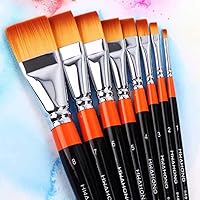 CHCDP 8pcs/set Flat Peak Acrylic Art Craft Artist Oil Watercolor Painting Paint Brush Row Pen Art Supplies