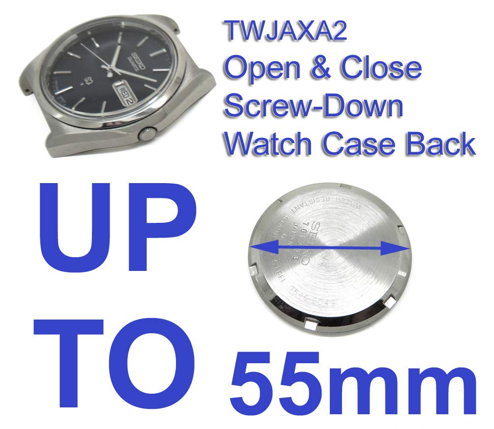 Timewheel TWJAXA2 Waterproof Watch Screw Case Back Opener Wrench for Large Watch With 4 Sets of Champs (Round, Flat, Square & Toothod)