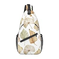 Sling Backpack,Travel Hiking Daypack Palm Leaves Print Rope Crossbody Shoulder Bag