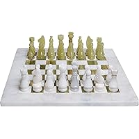 Handmade White and Green 12 inches Real Onyx & Marble Chess Board Game Set Gift Idea Tournament Chess Sets for Adults – Non Magnetic – Non Glass - CP1587900