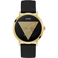 Guess Unisex Adult Analogue Quartz Watch with Leather Strap 8431242948539, black, Bracelet