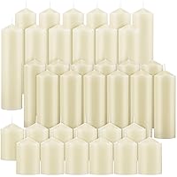 36 Pcs Pillar Candles Bulk Set of 3 Long Burning Wax Pillar Candles 2 in x 3, 6, 8 Inch Dripless Unscented Smokeless Candles for Wedding Party Spa Lantern Fireplace Home(Ivory White)