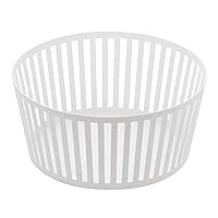 YAMAZAKI Tower Striped Steel Fruit Basket – Kitchen Storage Produce Holder, Tall, White