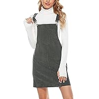 XJYIOEWT Womens Sweaters Dressy Casual,Women's Corduroy A Line Mini Dress Adjustable Button Down Strap Dress Bib Dress W