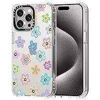 MOSNOVO Compatible with iPhone 15 Pro Max Case, [Buffertech 6.6 ft Drop Impact] [Anti Peel Off Tech] Clear TPU Bumper Phone Case Cover with Retro Groovy Flower Designed for iPhone 15 Pro Max 6.7