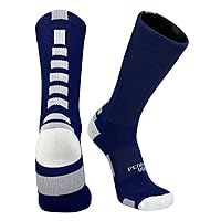 Pearsox Bolt Basketball Football Volleyball Crew Socks - Navy Blue, White