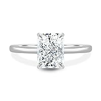 Kiara Gems 2.20 CT Radiant Moissanite Engagement Ring Wedding Eternity Band Vintage Solitaire Halo Setting Silver Jewelry Anniversary Promise Ring
