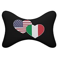 American Italian Flag Car Neck Pillow Set of 2 Universal Headrest Pillow Auto Head Neck Rest Support Cushion for Travel Driving