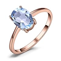 JewelryPalace Genuine Gemstone, Garnet, Citrine, Peridot, Blue Topaz, Amethyst, Rings, Solitaire Engagement Ring, Promise Ring, 925 Silver, Women's Jewellery, Rose Gold, Gold