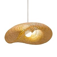 Pendant Lighting for Kitchen Island, Modern Twist Hanging Light Kit Bamboo 1 Light Dining Room Pendant Lamp in Beige (31.5 inch)