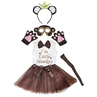 Petitebella Crown Monkey Headband Gloves Tutu Shirt Mask 7pc Girl Costume 1-5y