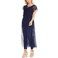 Vince Camuto Sheer Tulle Ruffle Maxi Tunic, Navy, XS