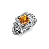 Citrine & Natural Diamond Engagement Ring 2.50 ctw 14K Gold