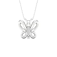 Yellow Rhodium in Silver 1/20ct TDW Diamond Butterfly Balloon Pendant Necklace (I-J,I2) (yellow-gold-plated-silver) (yellow-gold-plated-silver)