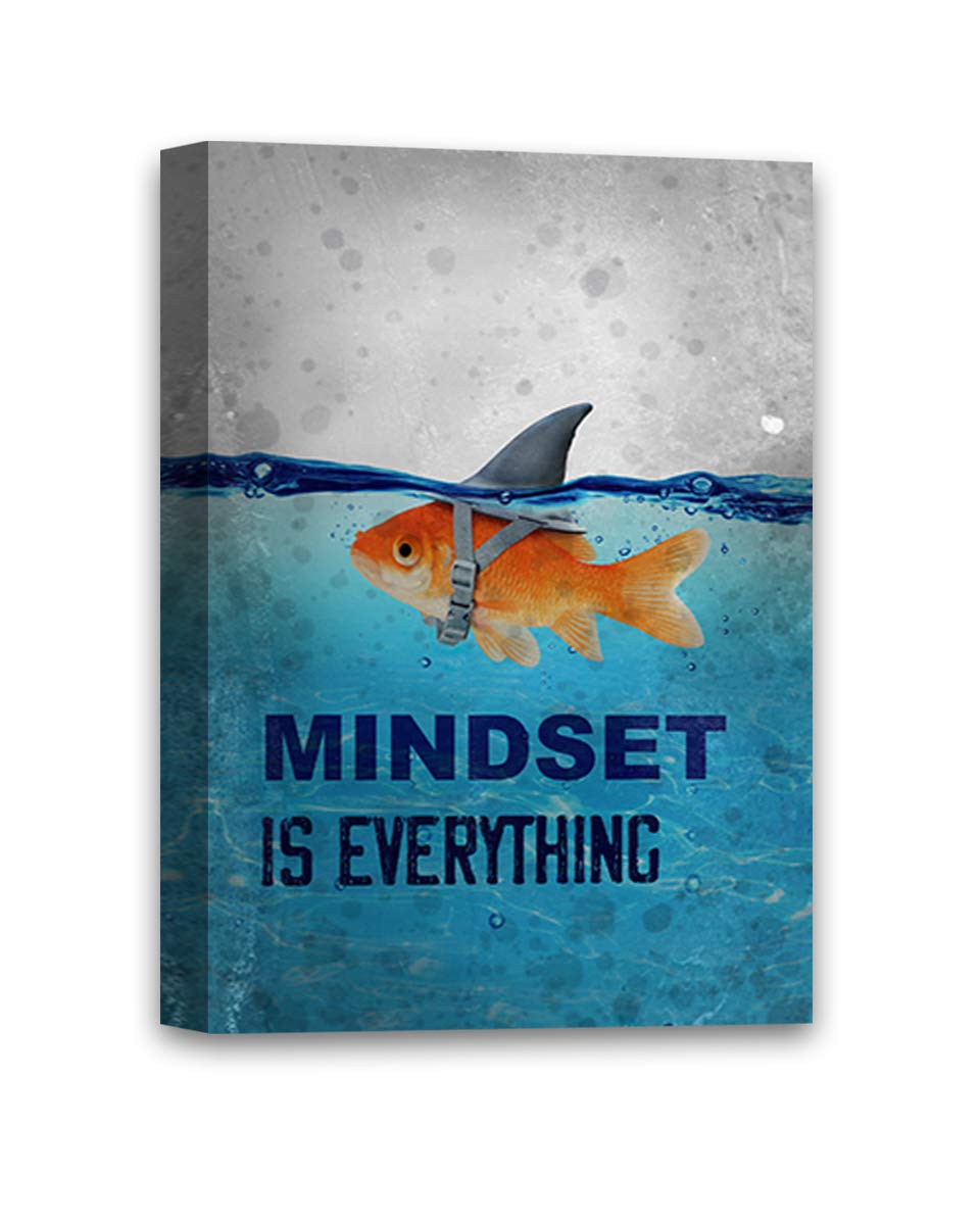 Mindset is Everything Canvas Art Funny Illustration Inspirational Canvas Motivational Art Framed Room Decor Ready to Hang Picture Mindset is Everyt...