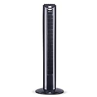 TF32RB Oscillating 3-Speed Tower Fan with Remote and Timer, Black, 32