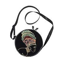 Portrait Of African Earring Woman Round Crossbody Bag Purse Messenger Bag