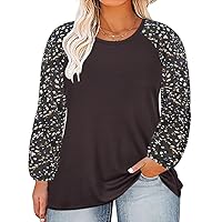 RITERA Plus Size Shirts for Women Blouses and Tops Dressy Balloon Long Sleeve Causal Formal Pullover Fall Tunic Shirts Chiffon Blouses Brown 4XL
