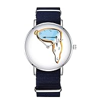 Melting Clock Design Nylon Watch for Men and Women, Salvador Dali - The Persistence of Memory Theme Unisex Wristwatch, Art Lover Gift Idea