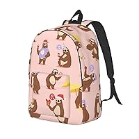 Canvas Backpack For Women Men Laptop Backpack Cute Sloth Travel Daypack Lightweight Casual Backpack
