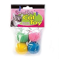 Pet 04467 Scruff's Colorful Kitty Springy Foam Sponge Balls (4 Pack), Multicolor