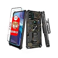 Shockproof Camouflage Military Grade Drop Tested Phone Case with Built in Kickstand with Screen Protector Holster Belt Clip Fits for Moto G Stylus 5G 6.8