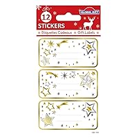 12 Gold and Silver Stars Christmas Stickers