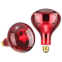 2 Pcs Near Infrared Light Bulbs 275w Heat Lamps Bulbs Red Light Bulb Reptile Heat Bulb Heating Light Bulb for Bathroom Sauna, Chickens Brooder Puppies, E26/e27 Base, 10, 000 Hours Rated