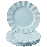 SILVER SPOONS Elegant Plastic Plates for Party with Scalloped Rim (10 PC), Disposable Heavy-Duty Cake Plates for Wedding Reception - 8.75”, Fancy Plastic Dinnerware Sets for Celebrations & Events-Mint