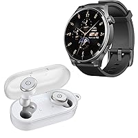 TOZO S5 Smartwatch (Answer/Make Calls) Sport Mode Fitness Watch, Black + T10 Wireless Bluetooth in-Ear Headphones White