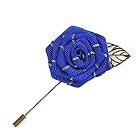 Men's Lapel Pins Rose Metal Brooch Boutonniere Stick for Suits Wedding
