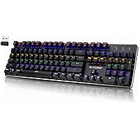 Wireless Gaming Keyboard Mechanical, Wired Keyboard LED Backlit, 104 Keys Full Size, Aluminum Top Frame