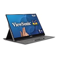 ViewSonic TD1655 15.6 Inch 1080p Portable Monitor with IPS Touchscreen, 2 Way Powered 60W USB C, Eye Care, Dual Speakers, Built-in Stand with Protective Cover